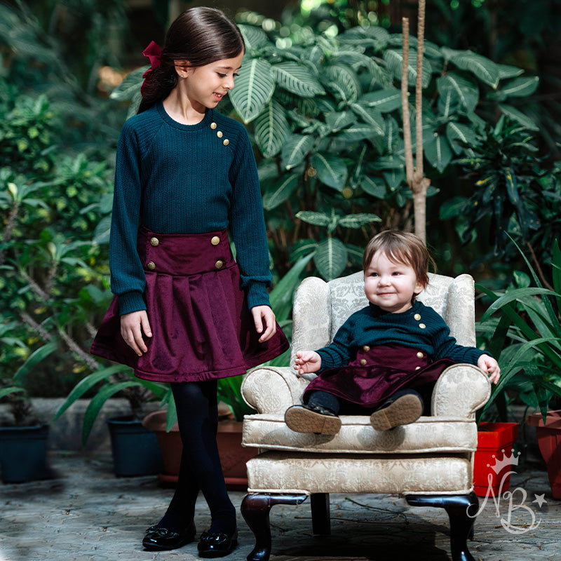 Front Button Burgundy Skirt