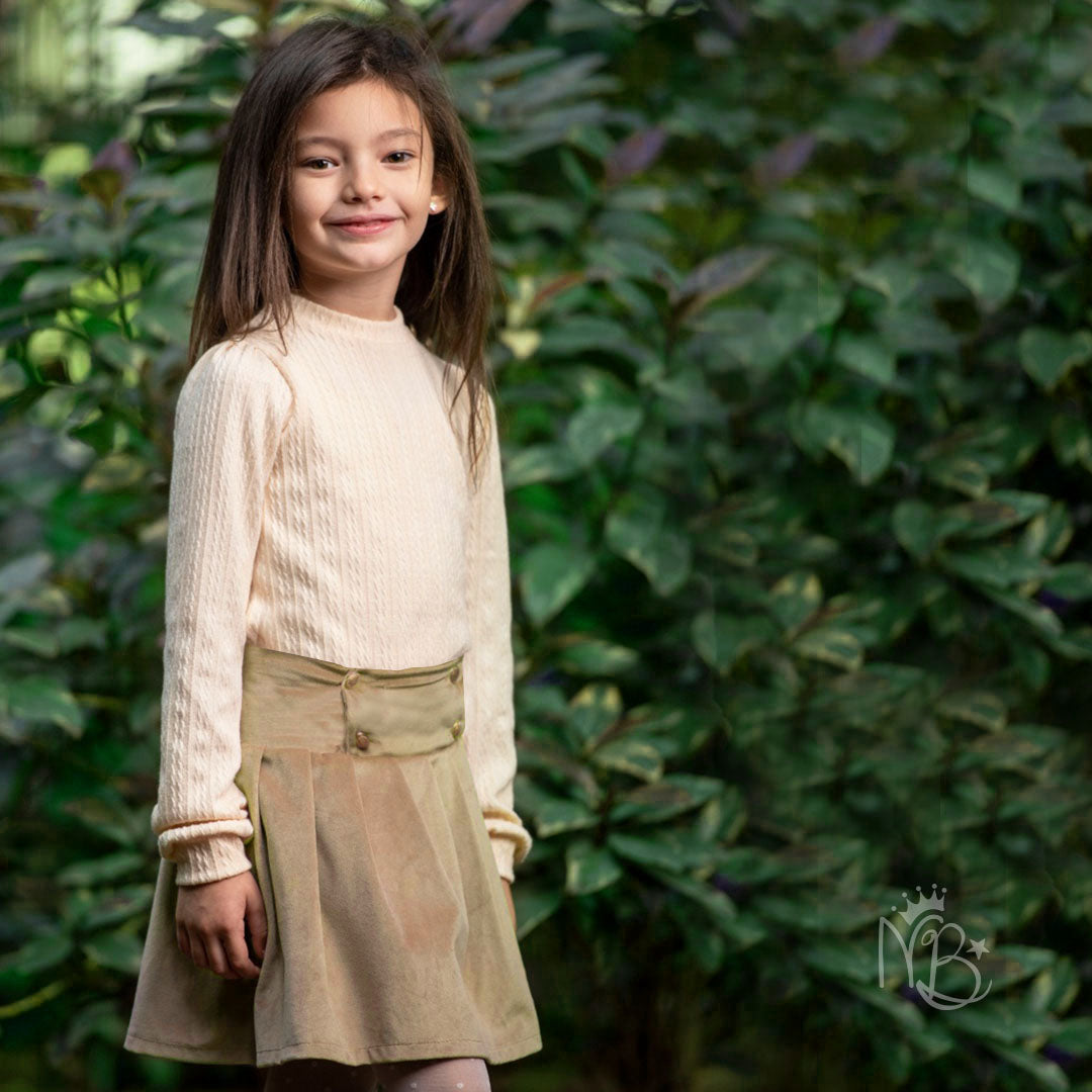Champagne Front Button Skirt