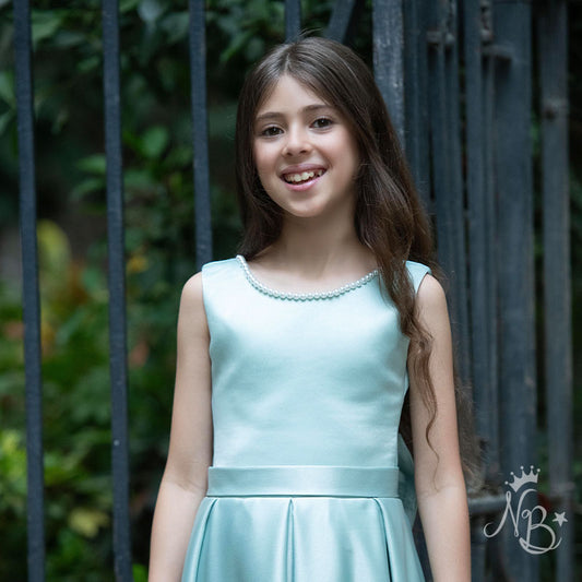Pearla Mint Satin Gown