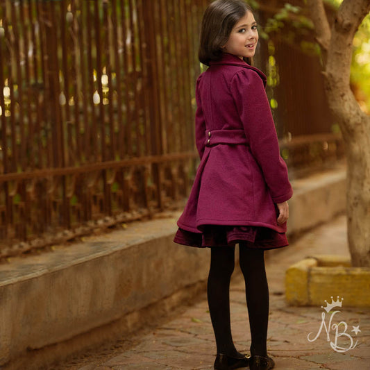 Burgundy Bow Coat