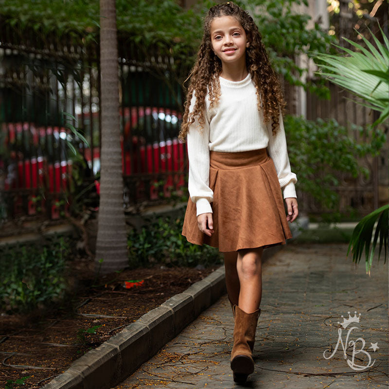 Suede Camel Skirt