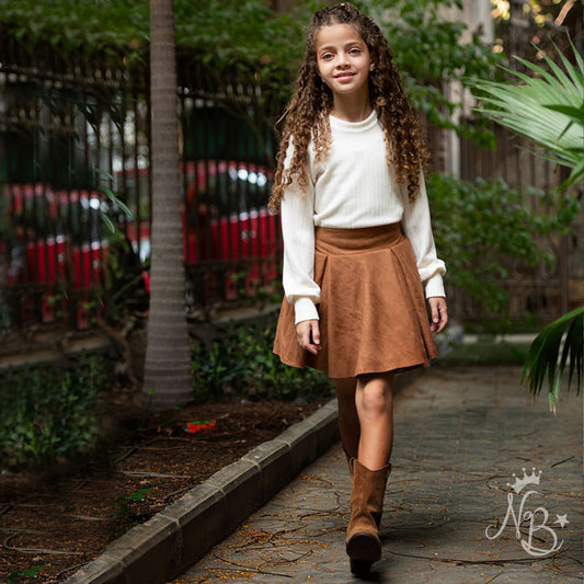 Suede Camel Skirt