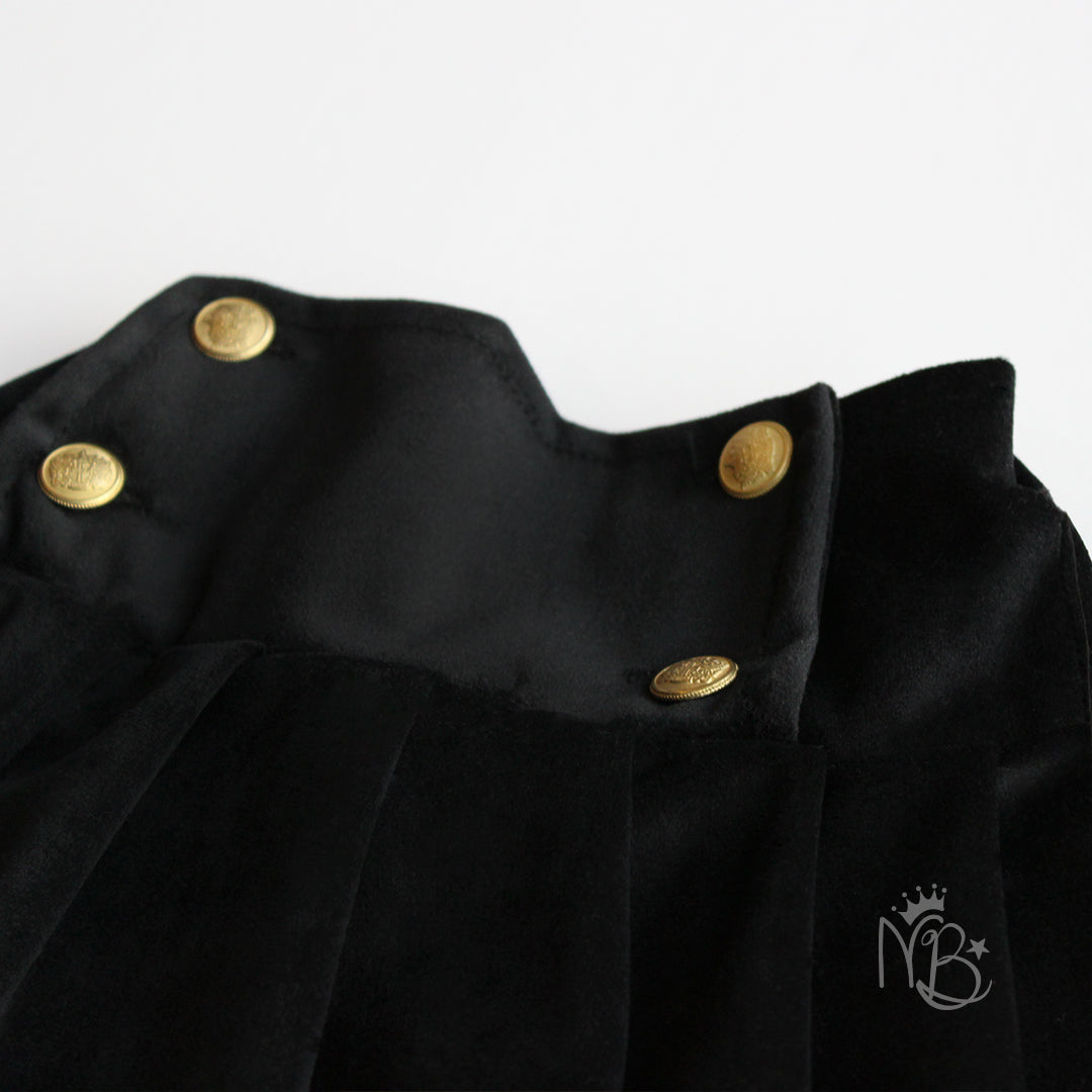 Front Button Black Skirt