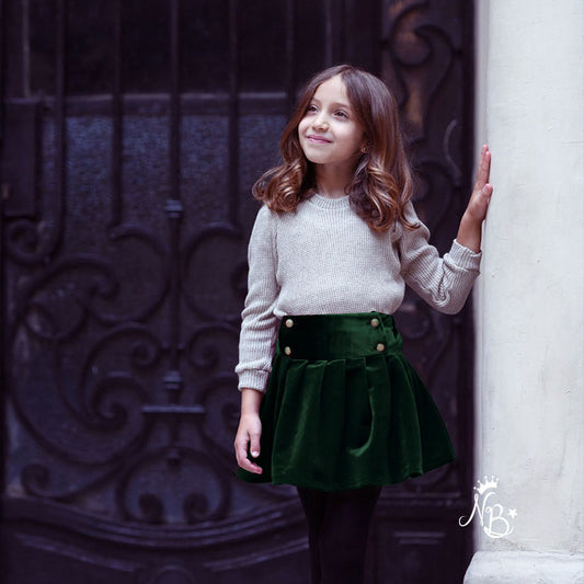 Dark Green Front Button Skirt