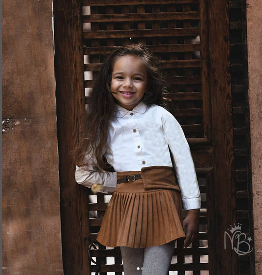 Plissée Camel Skirt