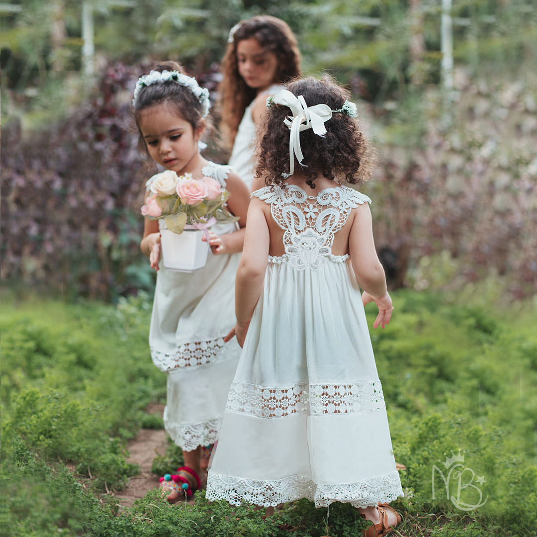 Pearly Lace White Dress