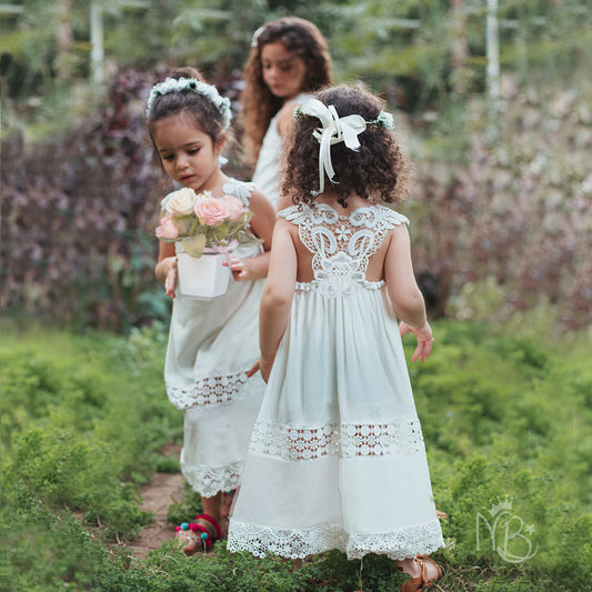 Pearly Lace White Dress