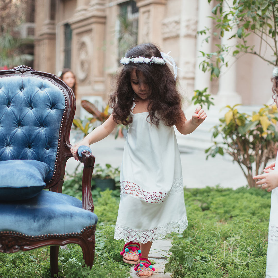 Pearly Lace White Dress